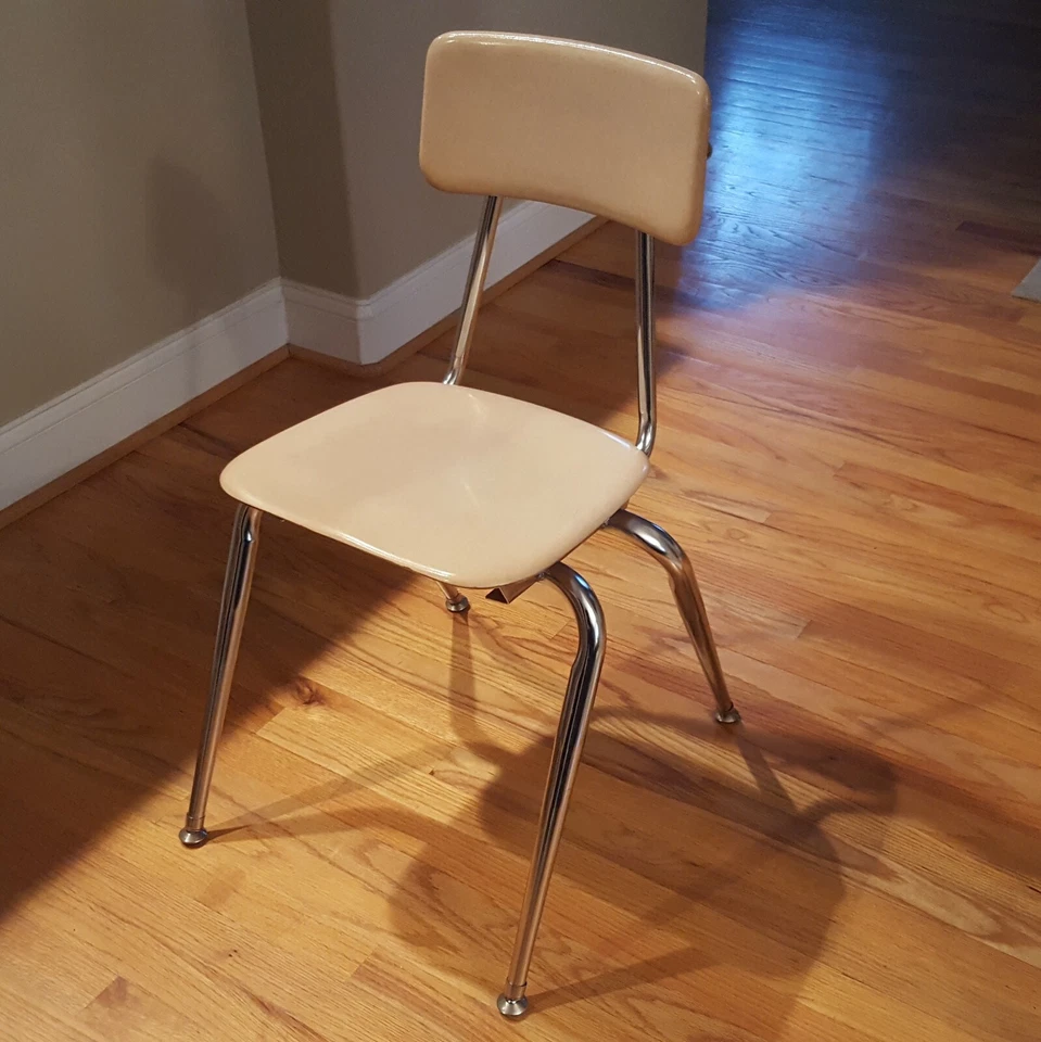 Rare Heywood Wakefield Tone-Ite School Chair MCM Design Beige Beautiful Chrome! - Image 1 of 4