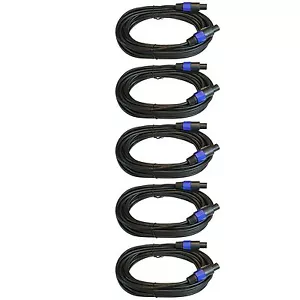 5 Pack PA DJ speakon compatible SPEAKER Cables Cords 14GA gauge 50 ft foot feet - Picture 1 of 3