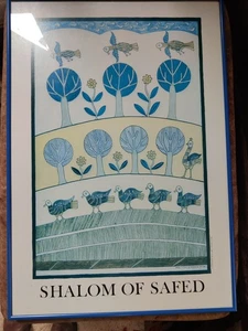 Shalom of Safed Framed Print 1986 27x19 Israel Moskovitz Jewish Judaica Birds - Picture 1 of 14