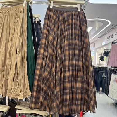 A-Line Checkered Ruffle Mesh Skirt for Women,  Leopard Vintage Dress Paisley - Image 1 of 4