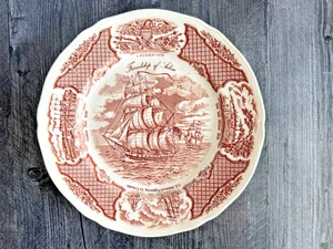 Fair Winds Friendship of Salem Plate Enoch Wedgwood 10" Brown – Factory Misprint - Picture 1 of 10