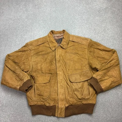 Chaqueta de Vuelo de Cuero Adulto Grande Marrón Aviador Militar EE. UU. Bombardero de Vuelo para Hombres* Foto 1 de 4