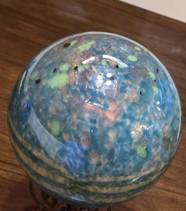 9½" Art Glass 3¼" Opening Orb Ornament Sun Catcher Gazing Decor Ball Add A Light - Picture 1 of 14