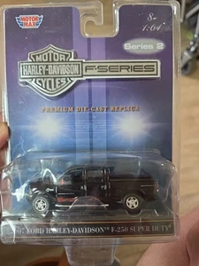 MOTORMAX 2007 HARLEY DAVIDSON FORD F-350 SuperCrew Black w/ Red Flames Diecast - Picture 1 of 4