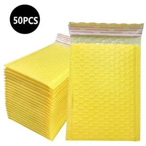 50Pcs Yellow Delivery Packaging, Small Business Supplies, Bubble padded Envelope - Picture 1 of 7