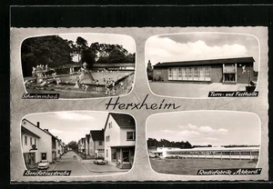 AK Herxheim / Pfalz, Schwimmbad, Bonifatiusstraße, Radiofabrik Akkord 1960  - Picture 1 of 2