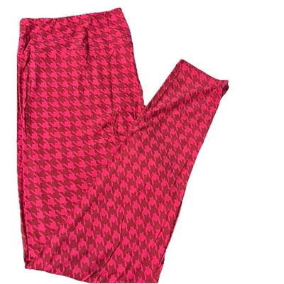 Leggings LuLaRoe Talla TC (12-18) Rosa Y Rojo Pata de Gallo Nuevos Con Etiquetas Foto 1 de 4