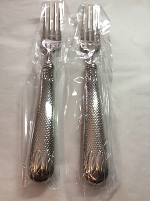 RETRONEU - HONEYCOMB- STAINLESS - 2 NEW DINNER FORKS - FLATWARE - NEW OLD STOCK - Image 1 of 4