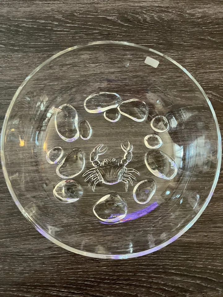 Plato Luminarc St Malo Cangrejo Langosta Concha Francia Vidrio Cangrejo Cuenco para Servir Foto 1 de 2