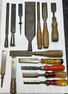 14 scalpelli per la lavorazione del legno da restaurare, usati - Foto 1 di 9