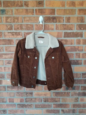 CHAQUETA PANA FORRADA SHERPA CORTE VAQUERO NIÑO/NIÑA MARRÓN Talla M (8) Usada en Excelente Condición Foto 1 de 3