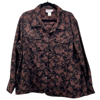 Chaqueta Blazer Susan Graver Mujer Talla 2x Floral Oscuro Romántico Jacquard Foto 1 de 4