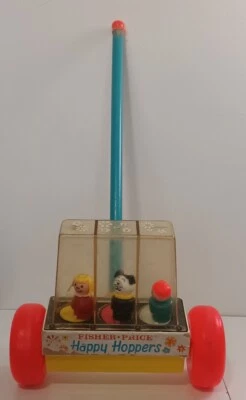 Vintage 1969 Fisher Price Happy Hoppers Push Toy Pop Up Figures  - image 1 of 4