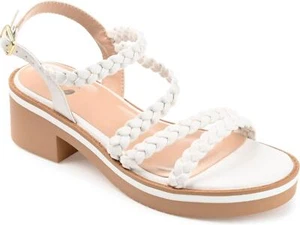 journee Collection Women's Lightweight Block Heel Taralie Sandal White 8.5M - Picture 1 of 12