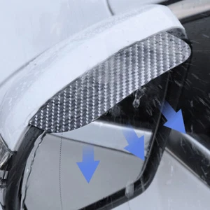 2x Car Accessories Rearview Mirror Visor Rain Eyebrow Carbon Fiber Clip-on Cover - Picture 1 of 14