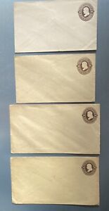 USA 4 unused 10 cent brown Jefferson stamped envelopes 1870s-1880s