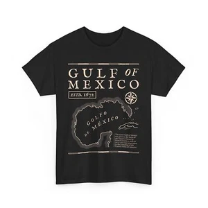 Gulf of Mexico 1672 Historic Map Shirt, Mexican Gulf Women Men T-shirt  - Picture 1 of 9