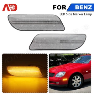 Clear Lens LED Side Marker Lights For 1998-04 Mercedes Benz SLK R170 CLK320 W208 - Picture 1 of 14