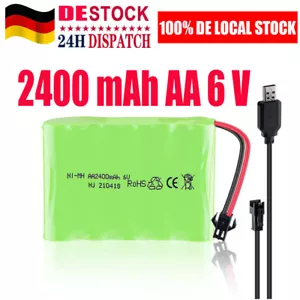NiMH Akku 6V 2400mAh Batterie SM-2P Stecker mit USB Ladekabel für RC Auto Boot - Bild 1 von 8