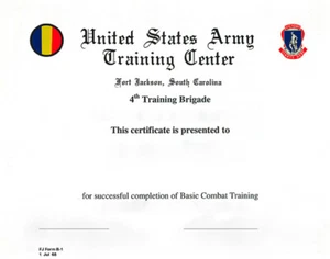 C-6 US Army 4th Basic Combat Training Certificate Ft. Jackson, SC Form 1 Jul 68 - Bild 1 von 1