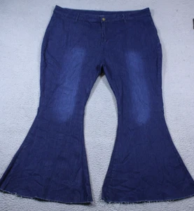 Flared Jeans Womens 5XL Blue High Rise Bootcut Dark Wash Stretch Denim 46x31 - Picture 1 of 11