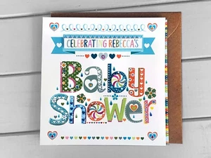 BABY SHOWER card, congratulations baby shower personalised card - Picture 1 of 9