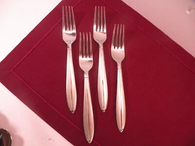 Juego de 4 tenedores de cena de acero inoxidable Cambridge CBS46 mango satinado punta brillante 8" - Imagen 1 de 4