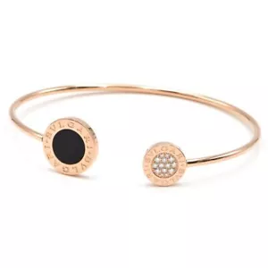 Brazalete Bvlgari Bvlgari Bvlgari tamaño S 18K oro rosa diamante ónix 5,9 pul... - Imagen 1 de 5