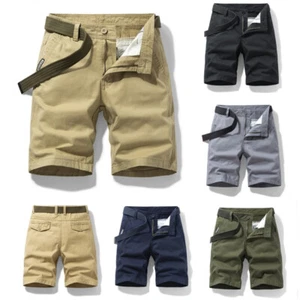 Mens Chino Shorts Casual Slim Fit Stretch Classic Relaxed Golf Summer Half Pants - Picture 1 of 18