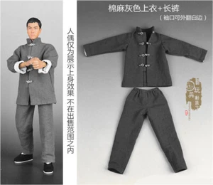 1:6 Chinese Style Kung Fu Suit Gray Shirt & Pants Model Fit 12'' Male Figure Toy - Picture 1 of 4