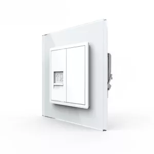LIVOLO Netzwerkdose RJ45 CAT6A LAN Datendose + Glasrahmen Weiß - Bild 1 von 12