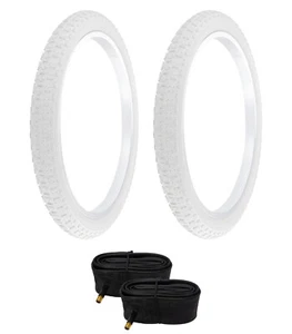PAIR OF ALL WHITE BICYCLE PRO+ BMX TIRES W/ TUBES IN 18 X 2.125 COMP III TREAD. - Picture 1 of 1