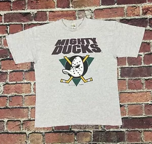 Vintage Mighty Ducks NHL Single Stitch T-Shirt Hockey Disney 1993 Logo 7 USA XL - Picture 1 of 9