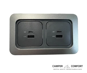 Campervan CBE/C-Line 12v Twin USB-A & USB-C Charging Sockets for Motorhome T5/T6 - Picture 1 of 3