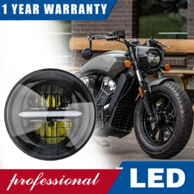 For Indian Scout Bobber 2017-2021 5.75" LED Headlight Halo Hi/Low Beam DRL lAMP - Image 1 of 4