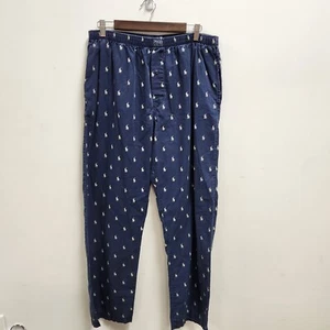 Polo Ralph Lauren Mens Pull On Lounge Pants Sz M Blue Button Fly Pocets Horse - Picture 1 of 13