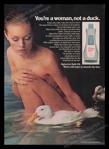 Alpha Keri Badöl 1970er Jahre Print Werbung Anzeige 1977 nackte Frau mit Enten - Bild 1 von 1