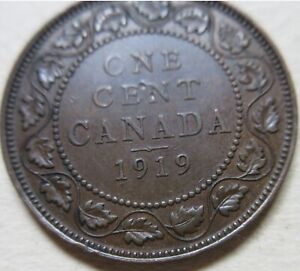 1919 Canada Large Cent Coin. George V  PENNY 1p 1c (CR)