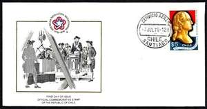 CHILE, FIRST DAY OF ISSUE HONORING THE AMERICAN BICENTENNIAL, YEAR 1976 - Picture 1 of 2