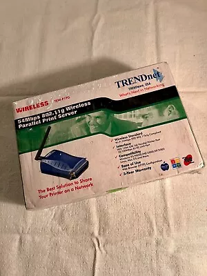 TRENDnetTEW-P1PG Wireless Parallel Print Server 54Mbps 802.11g – NEW/SEALED - Image 1 of 2