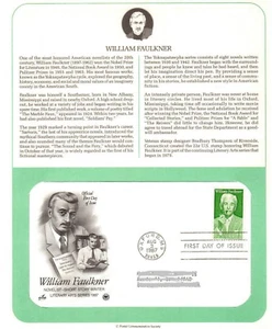 Postal Society First Day Cover FDC stamp # 2350 William Faulkner 22 cent 1987 - Picture 1 of 1