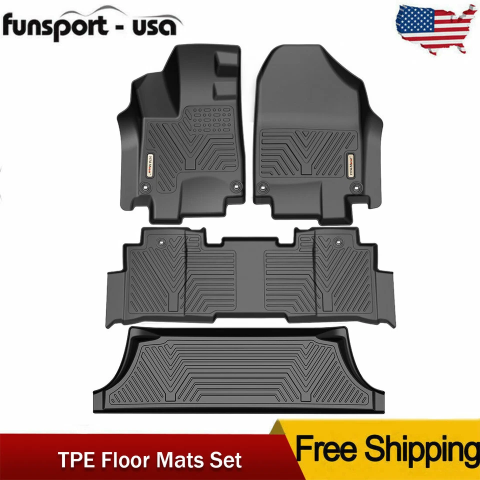 Floor Mats For 2018-2026 Honda Odyssey 3 Row 4PCS 3D TPE Floor Liner All Weather Foto 1 de 4