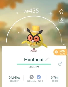  ✨#163 Shiny Hoothoot (Silvester) Pokémon Go✨ - Picture 1 of 2
