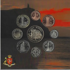 2004 Isle of Man IOM Uncirculated 9-Coin Year Set; Milner's 50p, Laxey Wheel £5 - Picture 1 of 12