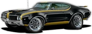 Cutlass Hurst Olds 442 W-30 1969 calcomanía gráfica de pared de coche negra arte en vinilo adhesivo - Imagen 1 de 12