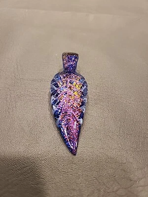 Ease And Jdz Glass Leaf Glass Pendant Dichro Heady Rare No Opal - Image 1 of 2