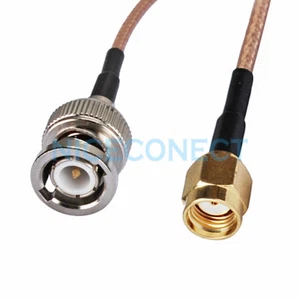 BNC macho a RP-SMA macho (pin hembra interior) cable cola RG316 15 cm adaptador - Imagen 1 de 3