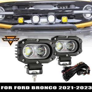 Auxbeam Bull Bar Bumper 4" White LED Work Light Fog Pods For Ford Bronco 2021-23 - Picture 1 of 12