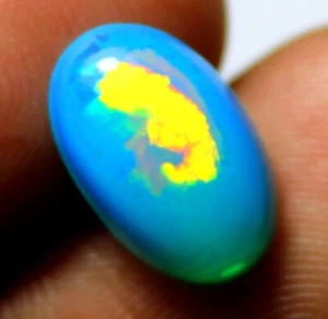 Beautiful Natural Paraiba Ethiopian Opal Dyed Welo Fire Cabochon Stone 1.85 Ct - Picture 1 of 13