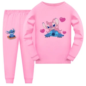 Stitch 5-13 Year Old Girls' Pajama Set, Boys' Cartoon Long Sleeve Casual Set - Picture 1 of 24